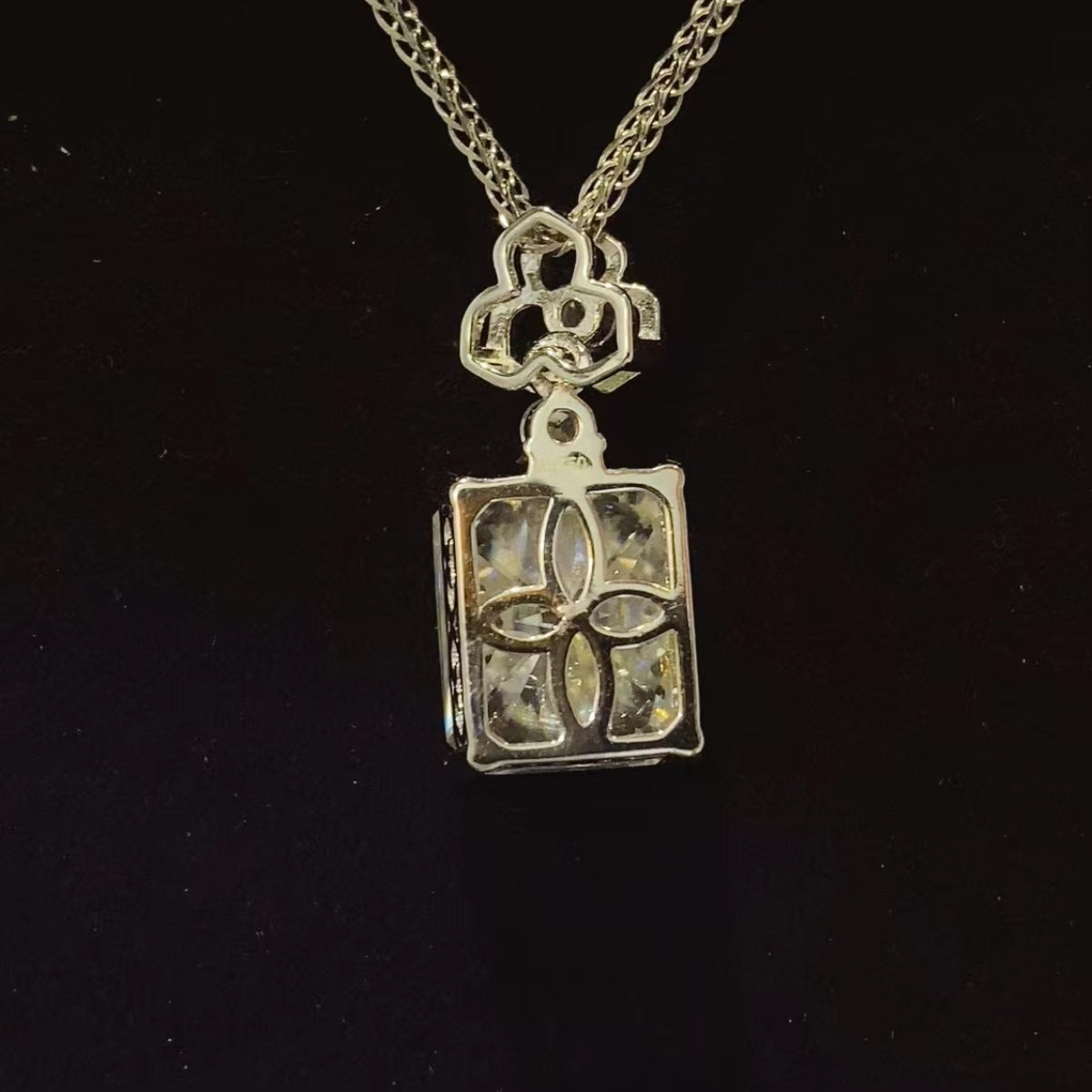 5 Carat Emerald Cut Moissanite 925 Sterling Silver Necklace