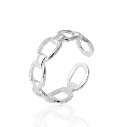 Geometric Bamboo Chain 925 Sterling Silver Adjustable Ring