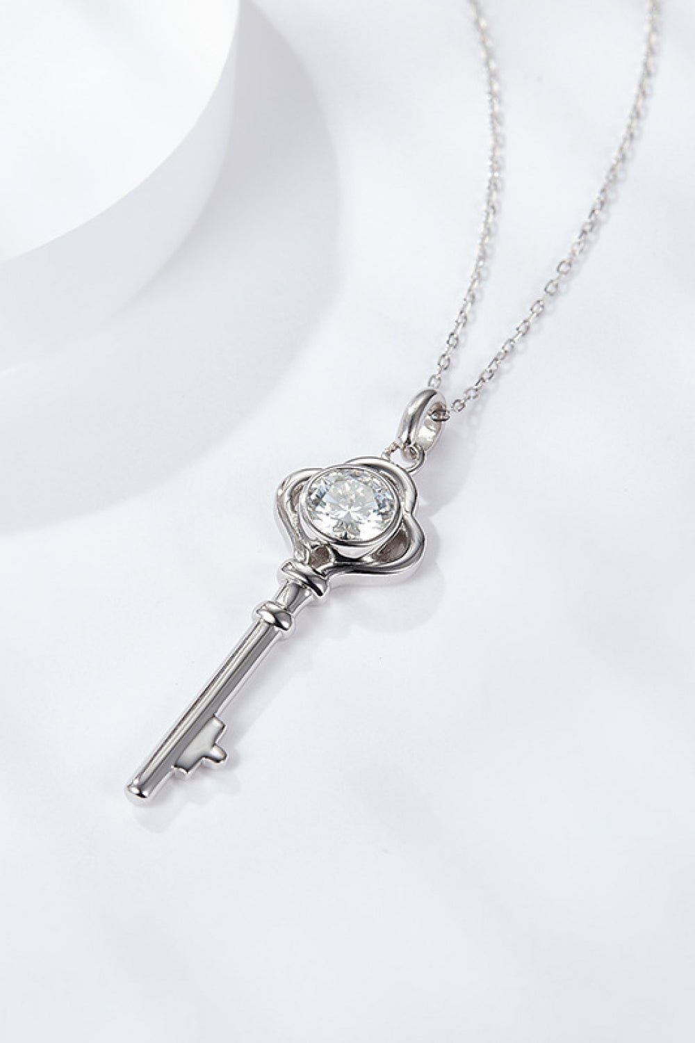 "Key to my Heart" 1 Carat Moissanite Key Pendant Necklace - Eva's Daughters