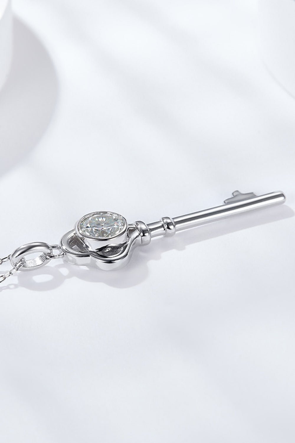 "Key to my Heart" 1 Carat Moissanite Key Pendant Necklace - Eva's Daughters