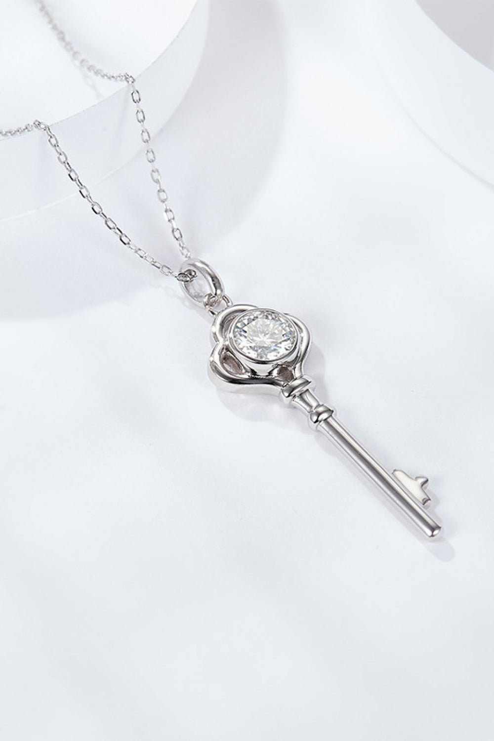 "Key to my Heart" 1 Carat Moissanite Key Pendant Necklace - Eva's Daughters