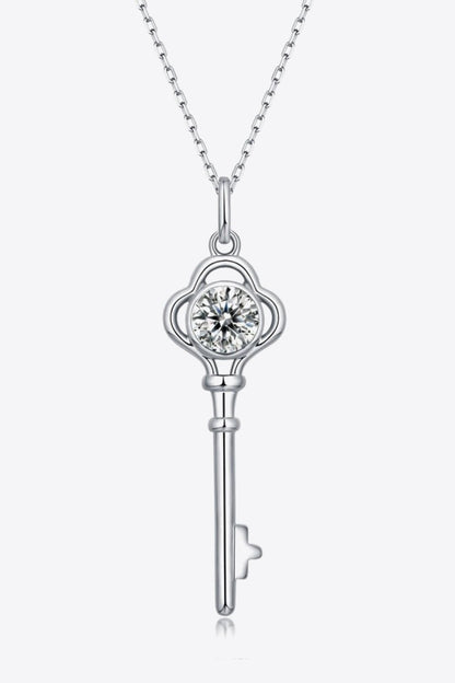 "Key to my Heart" 1 Carat Moissanite Key Pendant Necklace - Eva's Daughters