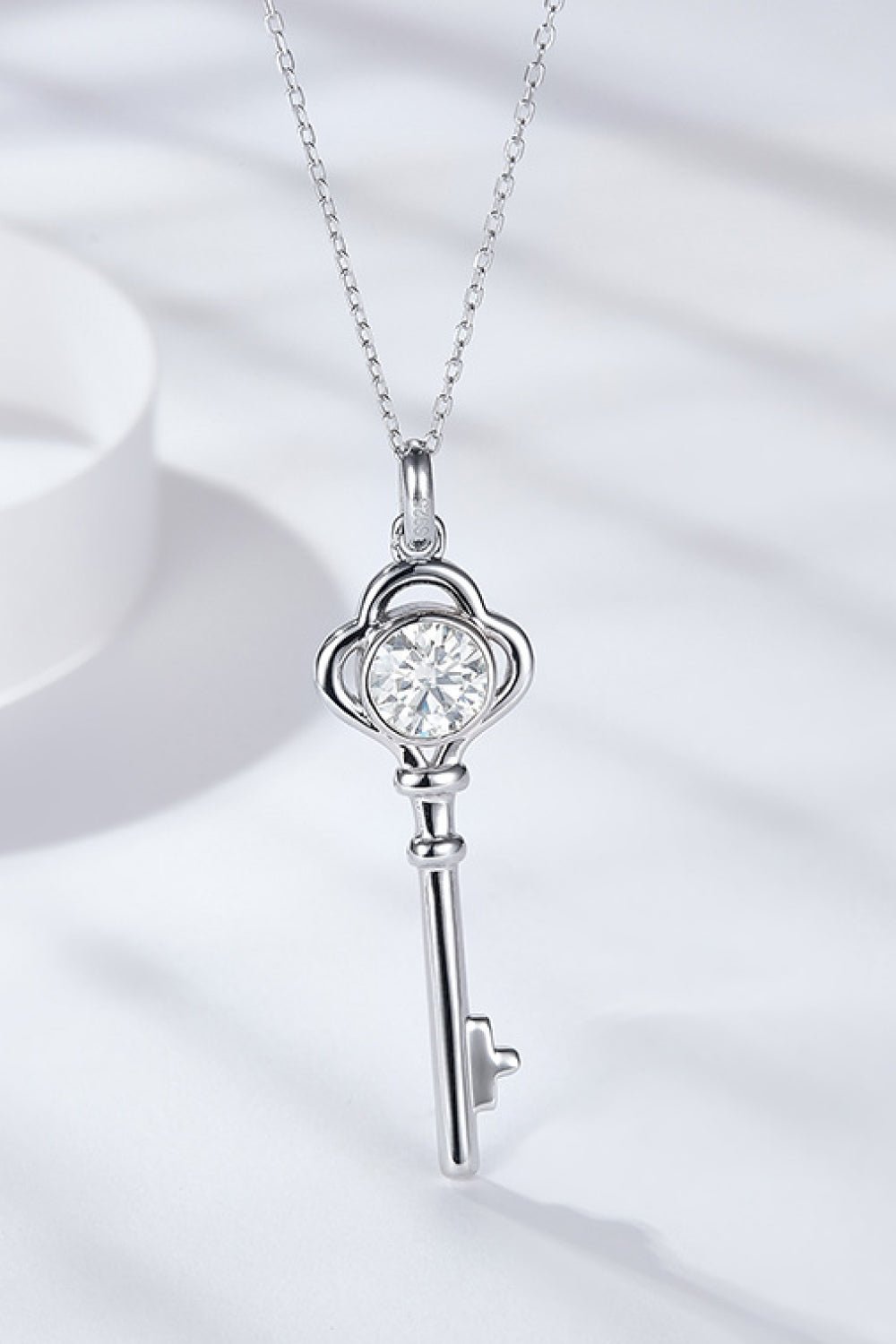 "Key to my Heart" 1 Carat Moissanite Key Pendant Necklace - Eva's Daughters